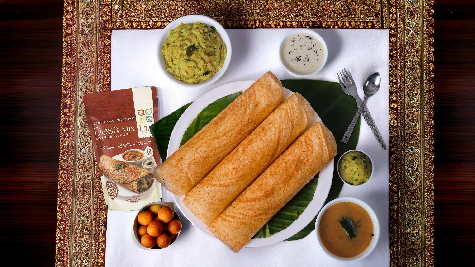 URAL dosa served with chutney and sambar